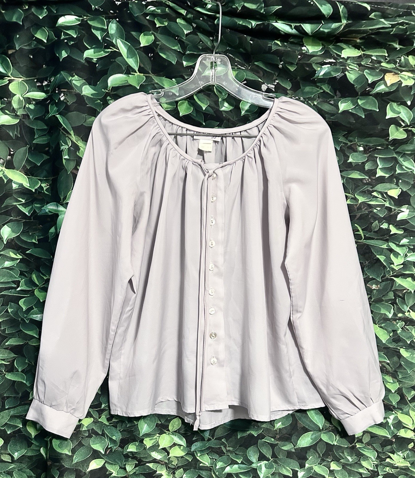 Vintage Union Made PM Leggs Blouse Womens Medium Taupe