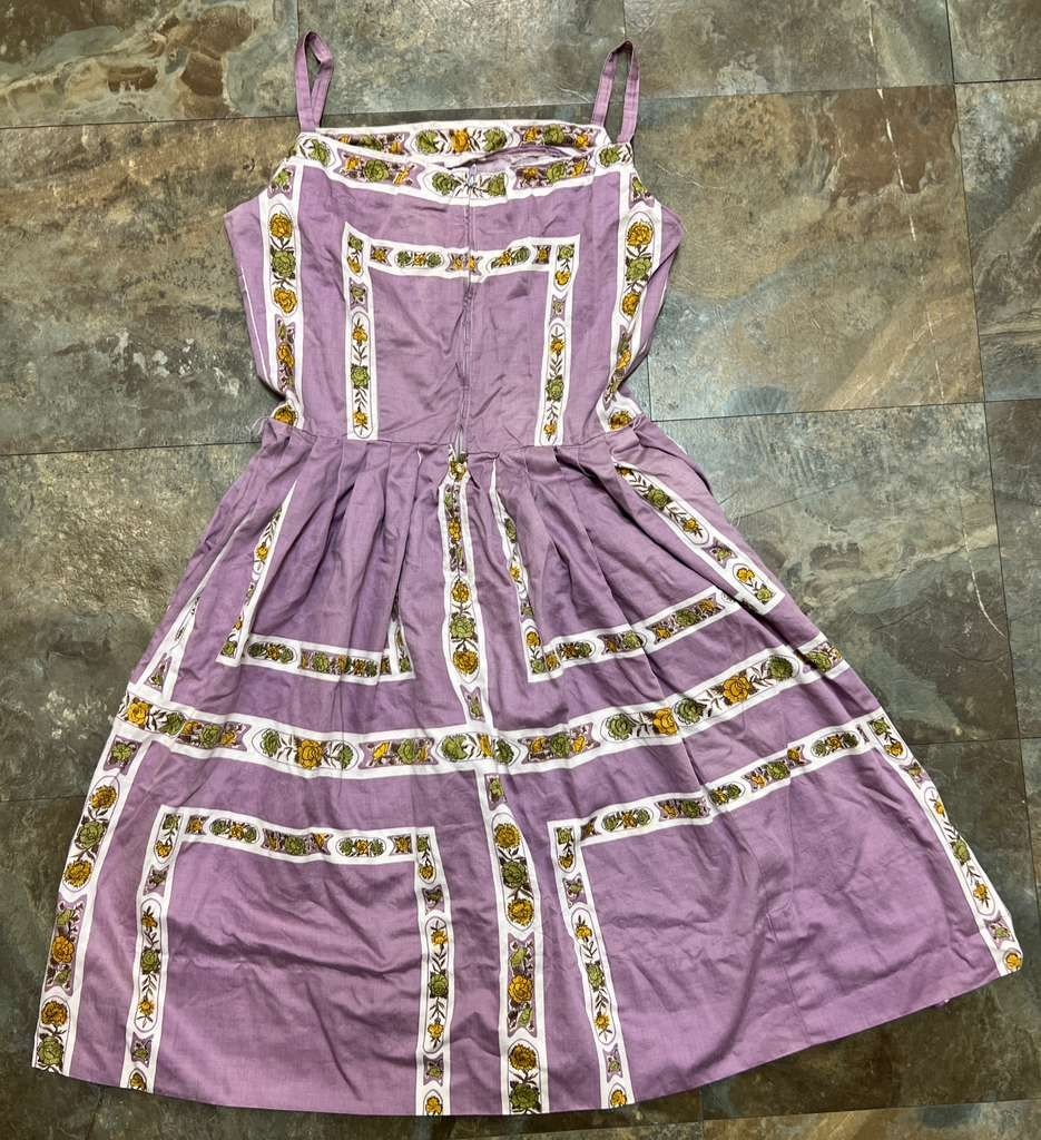 Vintage50’s L Aiglon Floral Print Sleeveless Dress, Lavender/Purple, Pleated