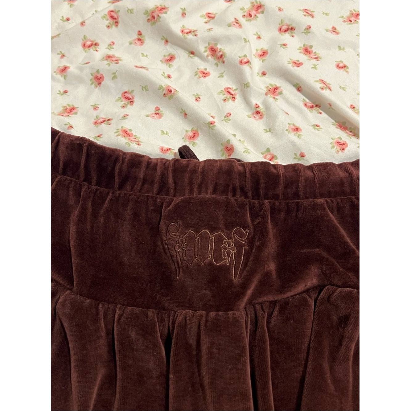 vintage velvet low rise drawstring mini skirt, perfect beach cover up