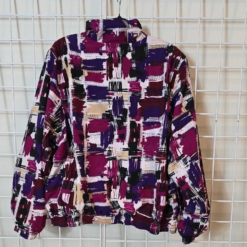 Koret Multicolor Abstract Vintage 90&rsquo;s Track Jacket Bust 25&Prime; Flat