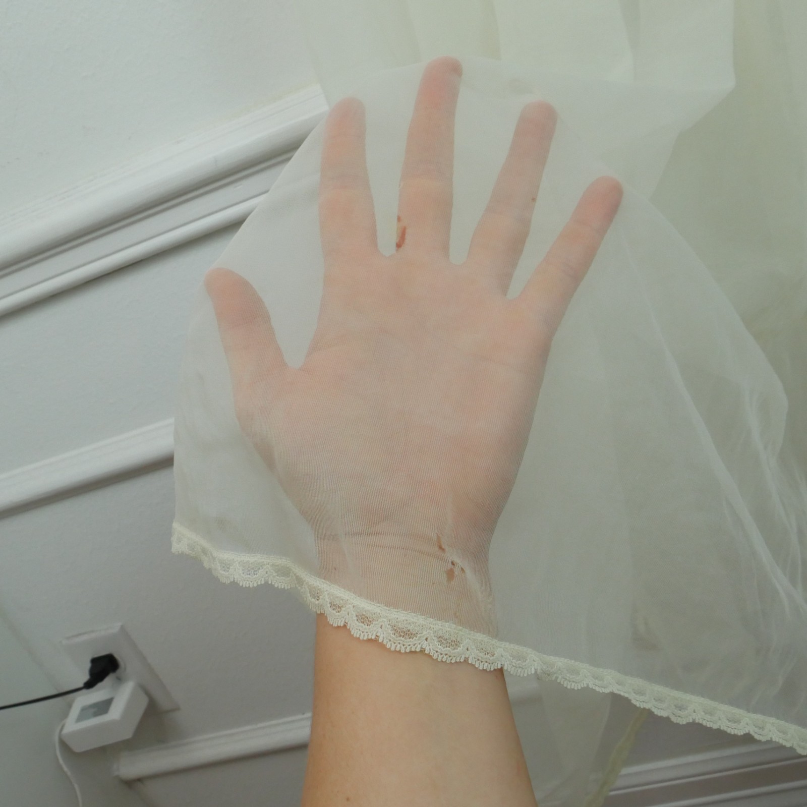 Vintage Val Mode Peignoir Set Sheer Nylon Lace Medium Coquette Bridal Romantic