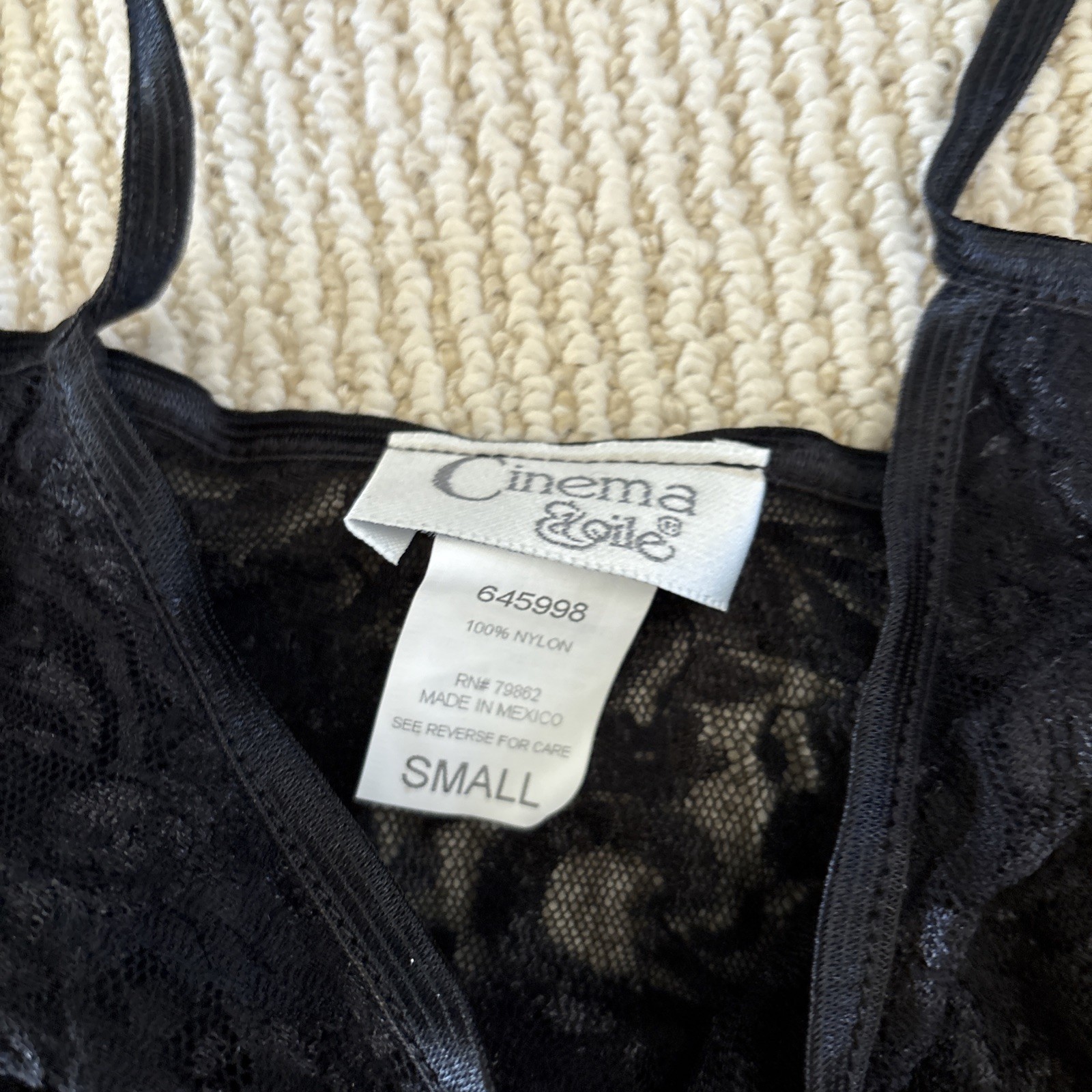 Vintage Cinema Etoile Lace 2pc solid stretch black Lingerie nylon Small NWT
