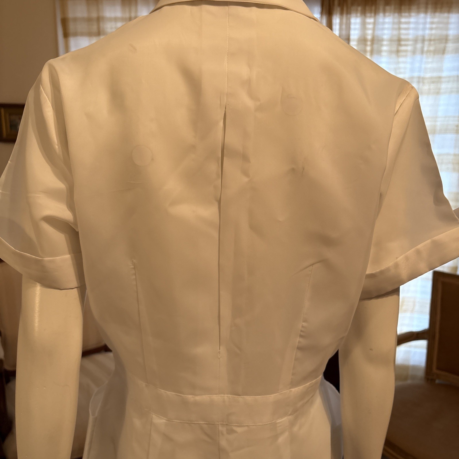 Vintage Nurse Waitress Uniform By Tiffs NY Embroidered Pockets Collar Sz L