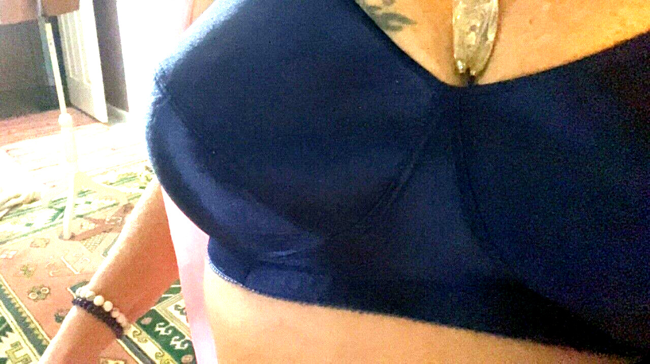 VTG NYLON SEARS 38DD LIQUID BLUE SECOND SKIN Shiny NO Uw GLAM SISSY BRA T SHIRT