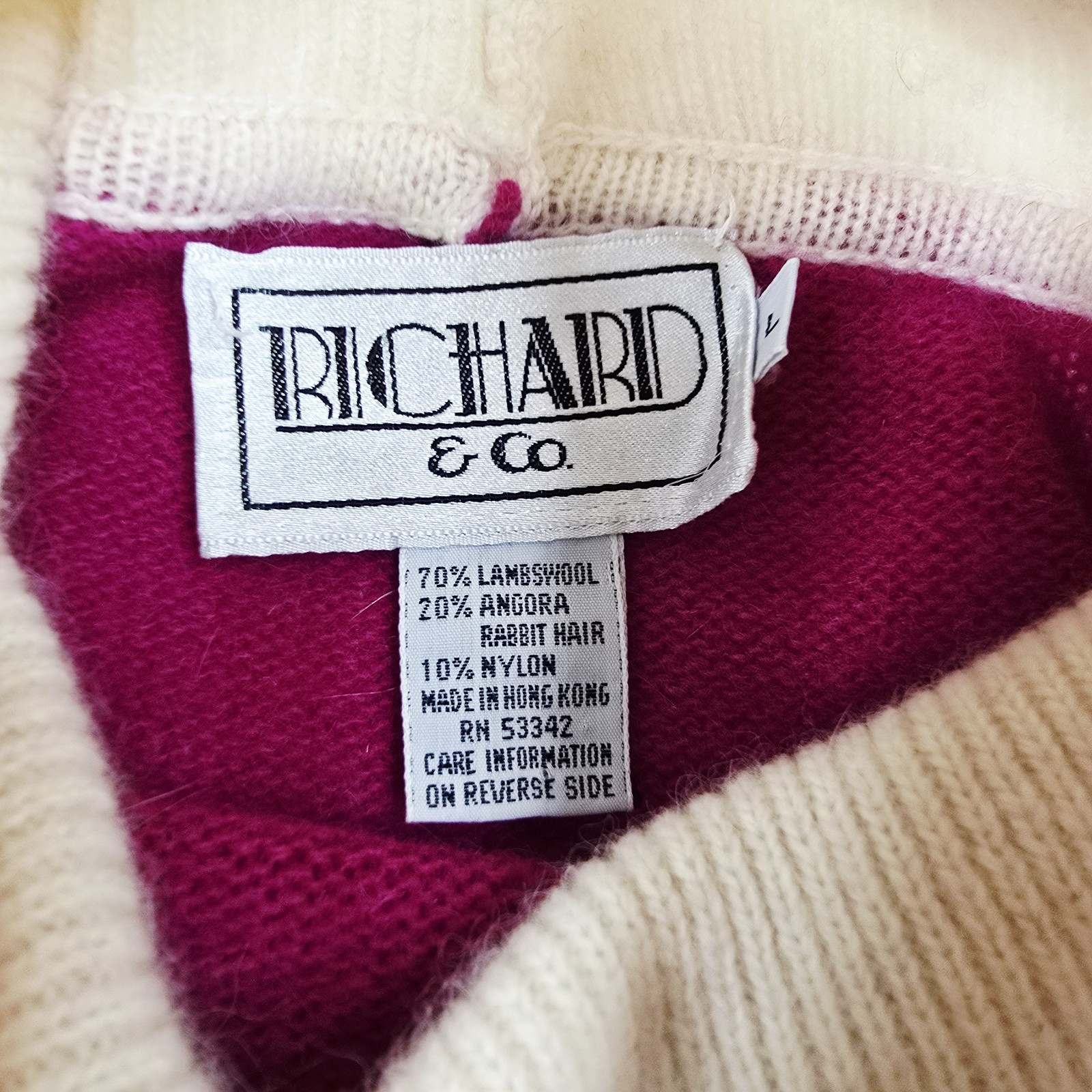 80s Richard & Company Angora Lambswool Colorblock Geometric Sweater Dress Large