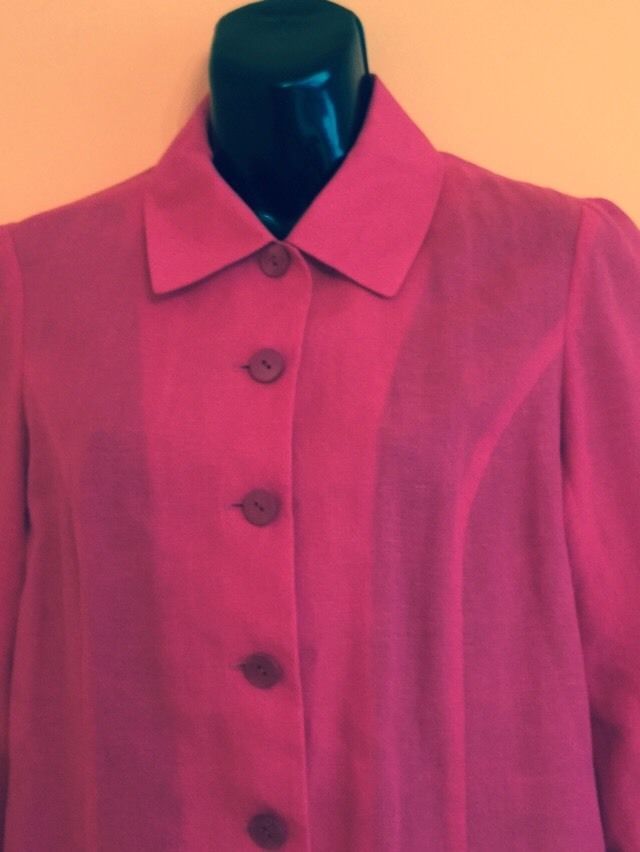 VTG KENZO Paris Fuchsia Button Front Linen Jacket SZ 36 Made in France CUTE
