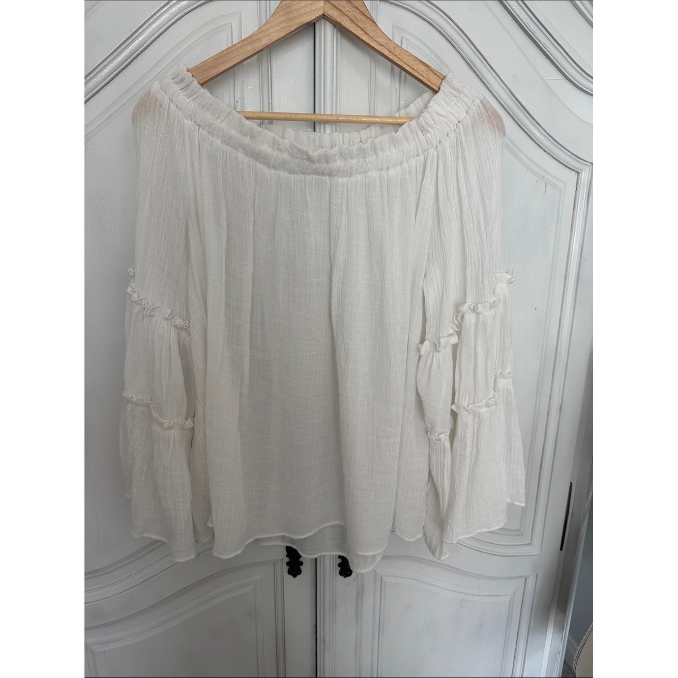 Boho Off-the-Shoulder White Peasant Blouse | Bell Sleeve | Romantic Cottagecore