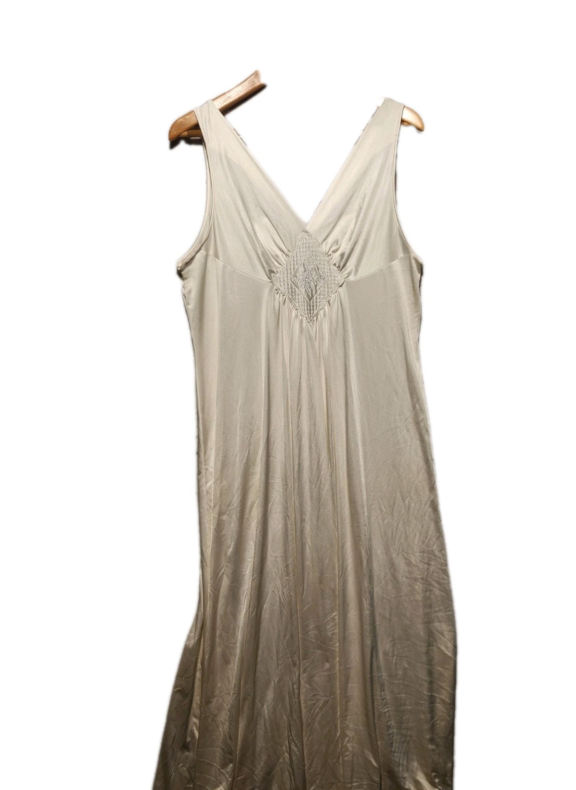 Vintage Vanity Fair Goddess Nightgown Embroidered Size Large Made In USA