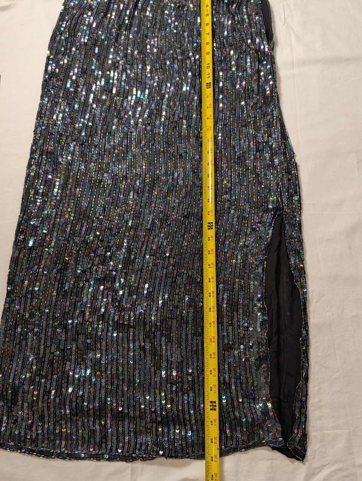 Vintage Hand Beaded Sequin 100% Silk Floral Judith Ann Creations Blouse Skirt L
