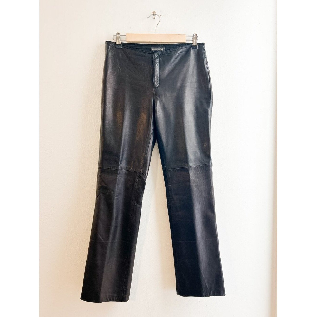 VINTAGE Y2K (2002) Low WaisteD 100% Black Leather Pants from Banana Republic 4