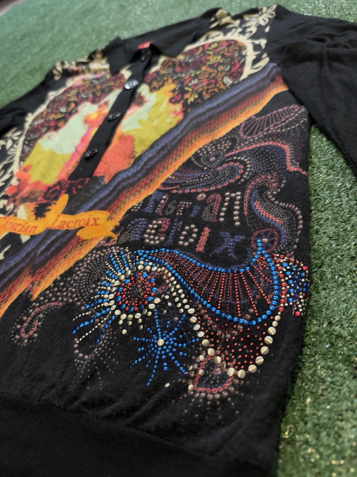 Rare Vintage Christian Lacroix Dancers Italy Collared Long Sleeve Blouse Sz L