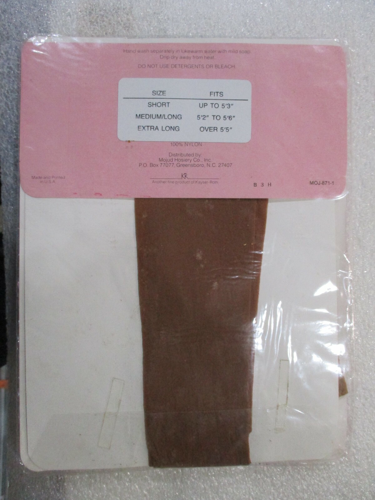 1 PR VINTAGE MOJUD RT STRETCH MESH SHEER NYLON STOCKINGS SZ MED/LONG BEIGE