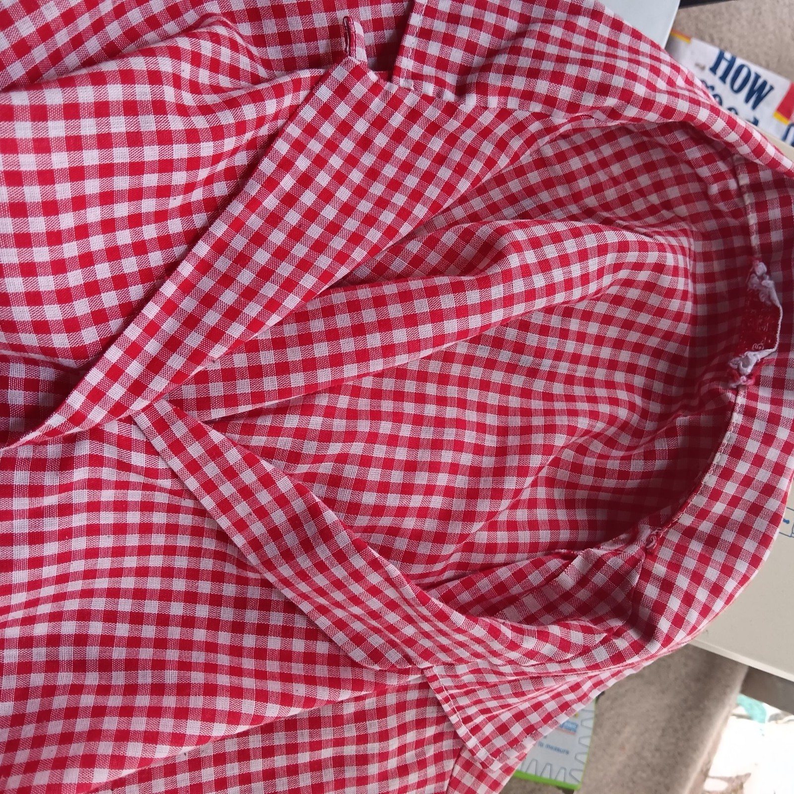 True Vintage Farm Chore Top Medium Red White Gingham 1960&rsquo;s Joyce Lane USA