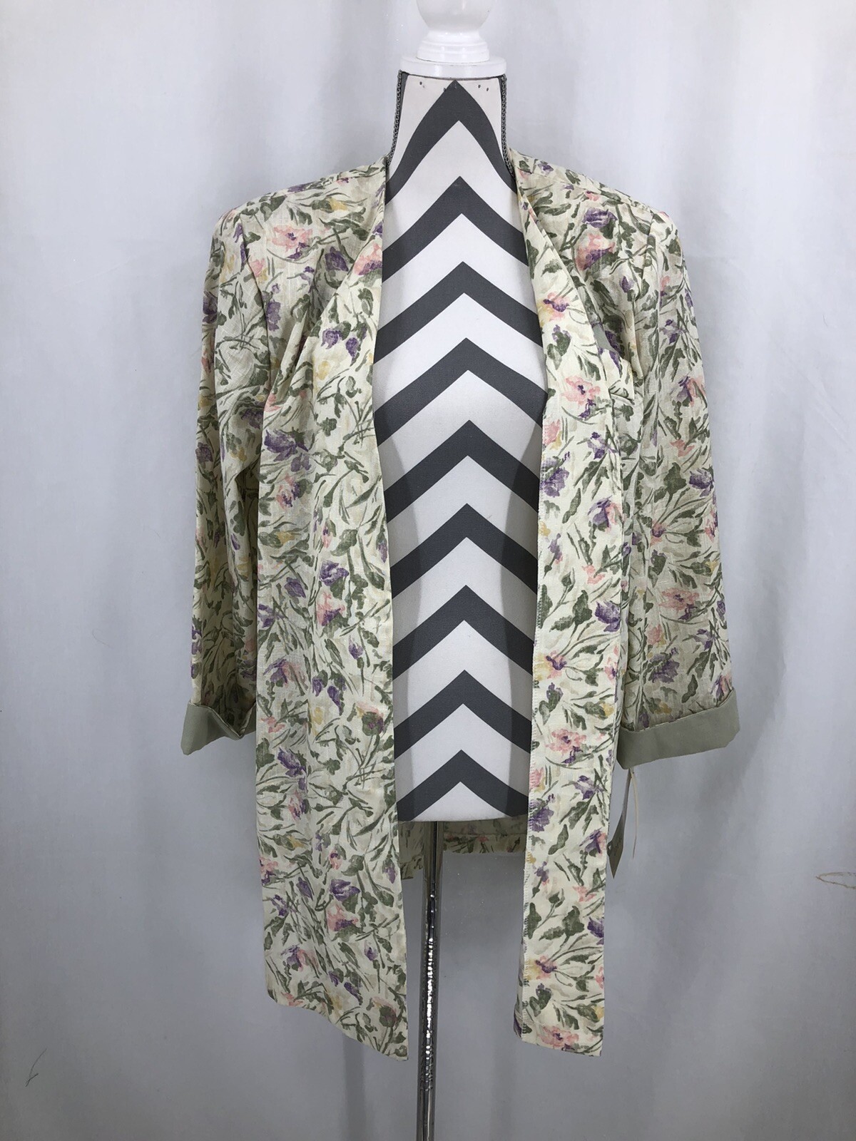 Stuart Alan 3/4 Sleeve Floral Open Front Jacket 1265/8166 16 Vintage USA NWT