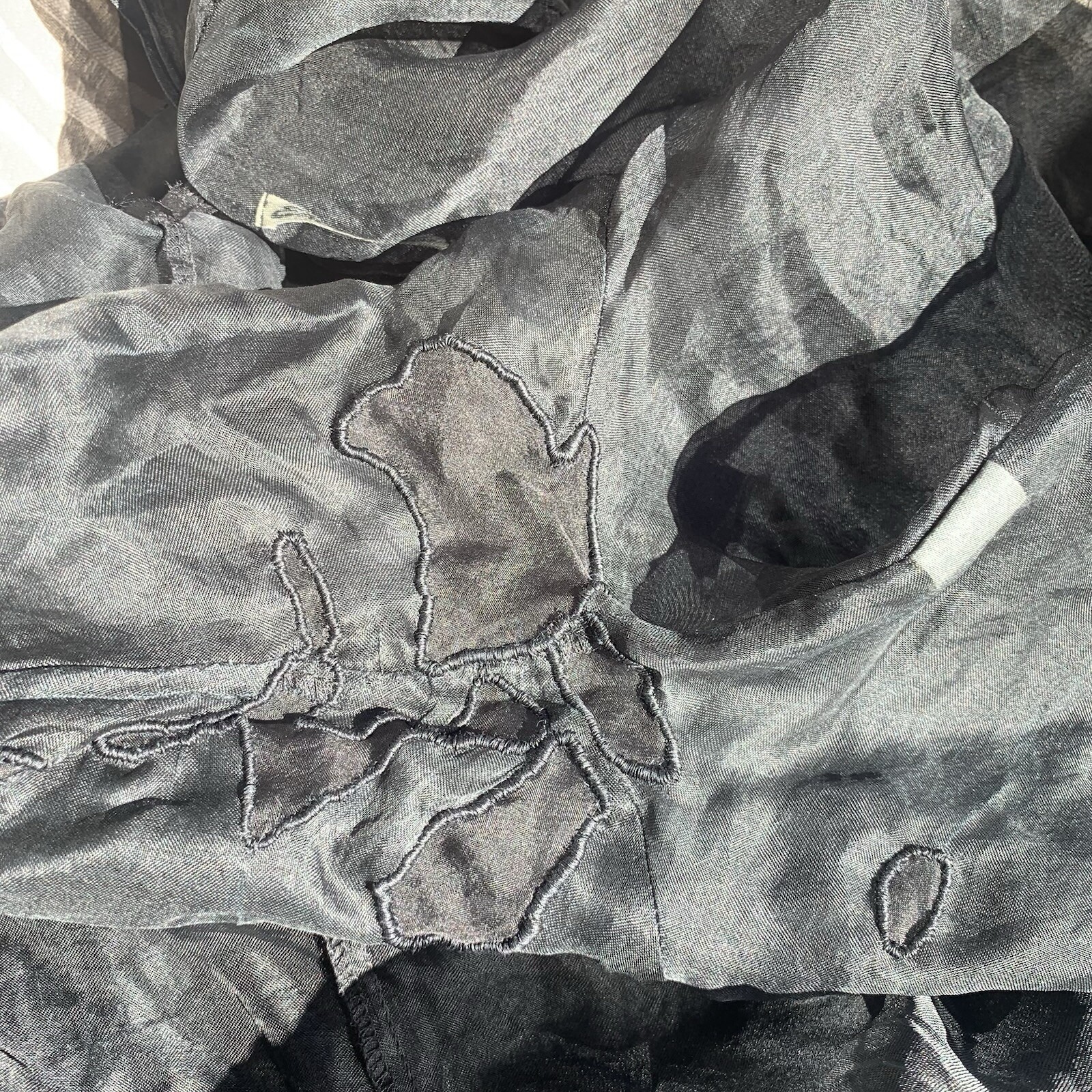 Repaired Vintage Designer Elan Vitale Avant Garde Sheer Black Rayon Duster Coat
