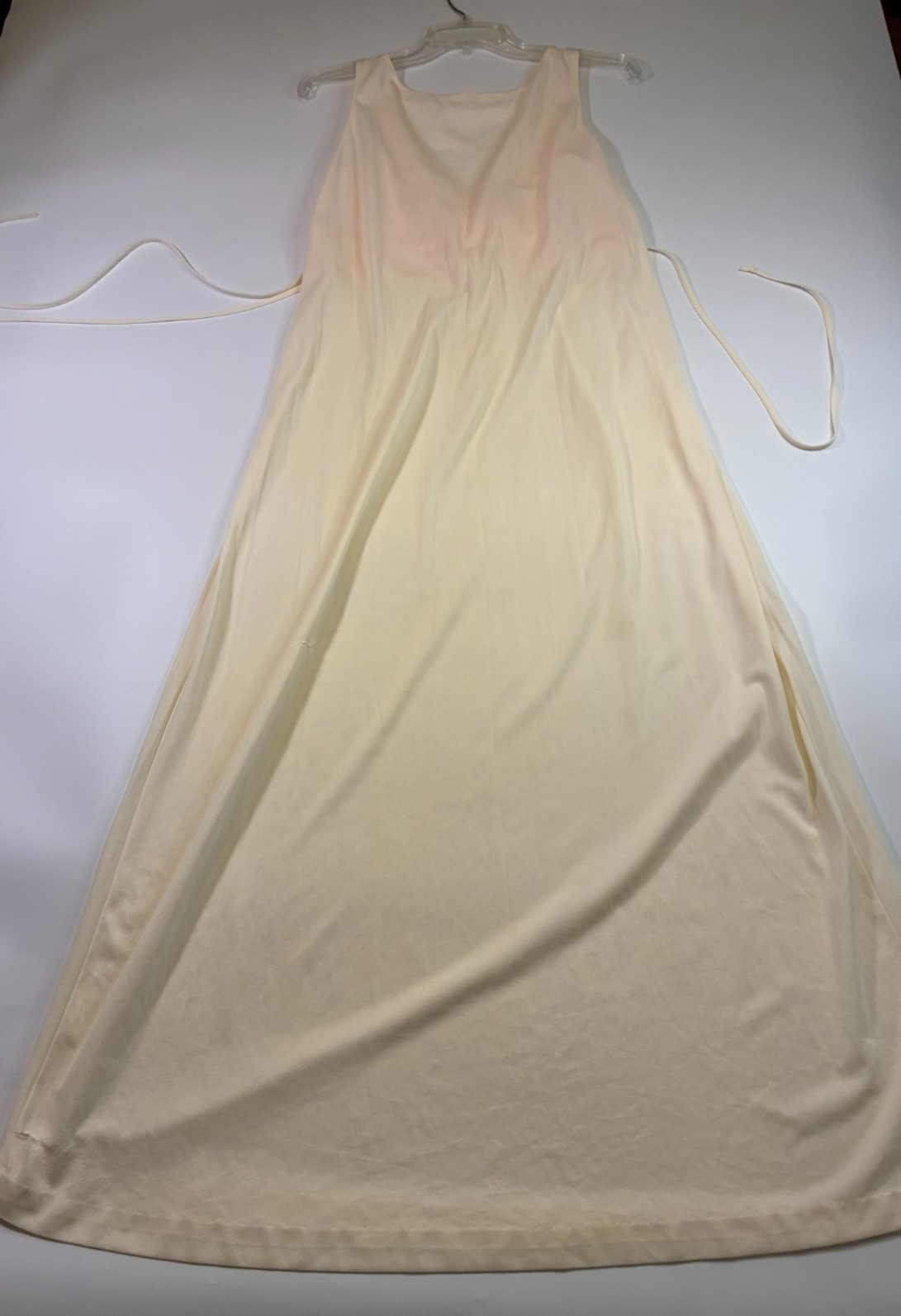 Vintage MISS ELAINE LONG GRECIAN NIGHTGOWN Small IVORY BLUSH Goddess Siren READ