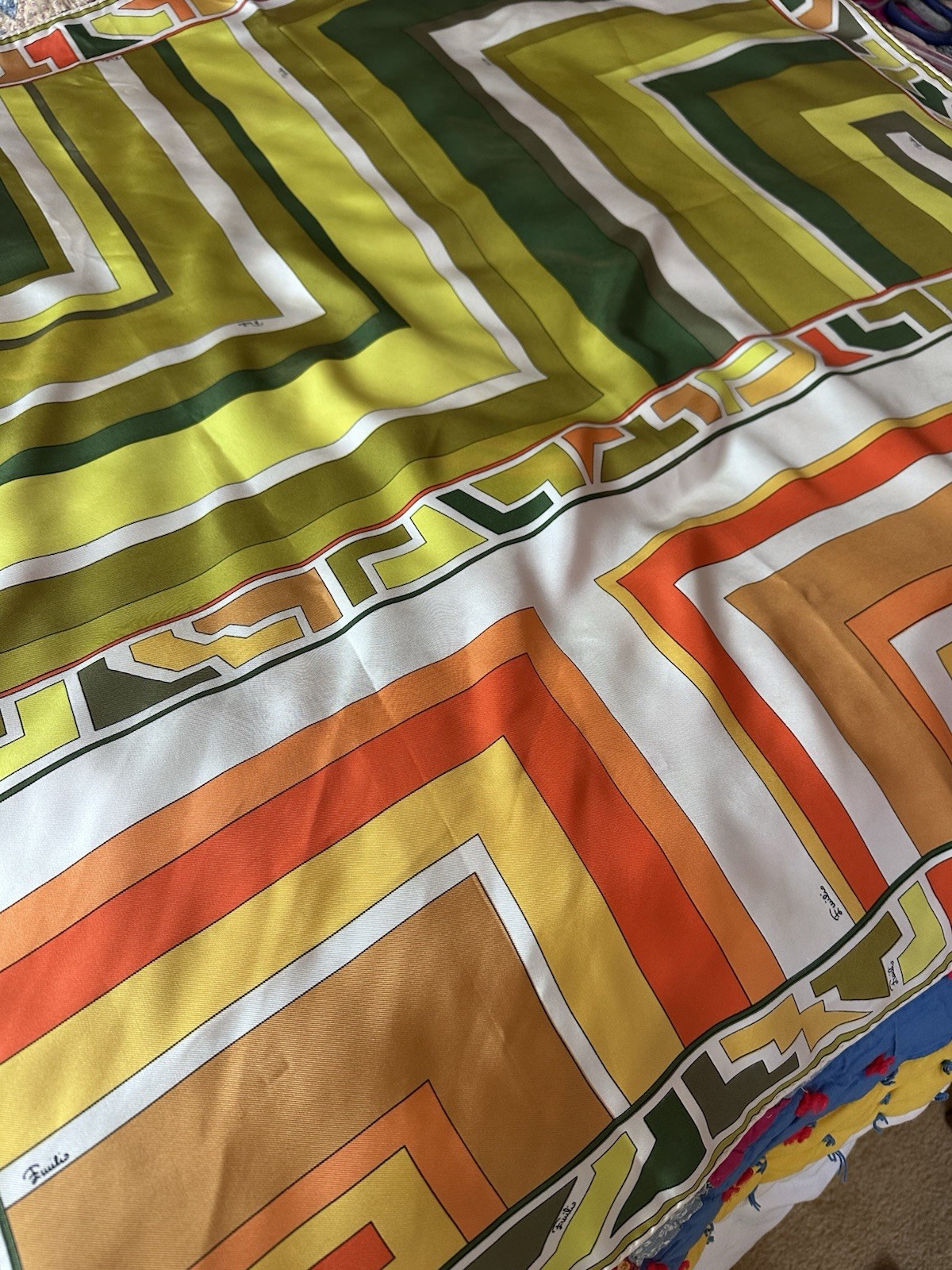 Vintage Emilio Pucci Geometric Silk Scarf Made In Italy 35 In. Square