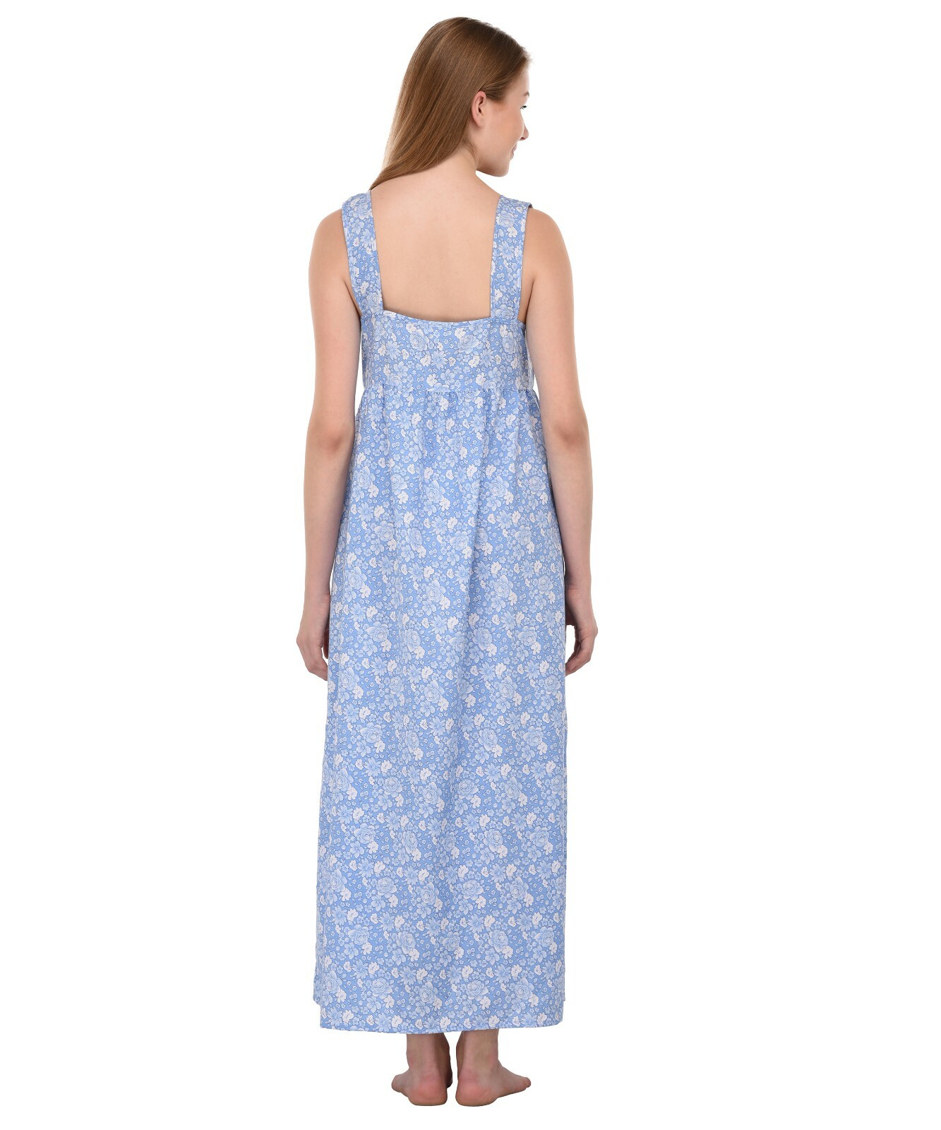 Printed Cotton Sleeveless Long Nightdress | Cotton Lane