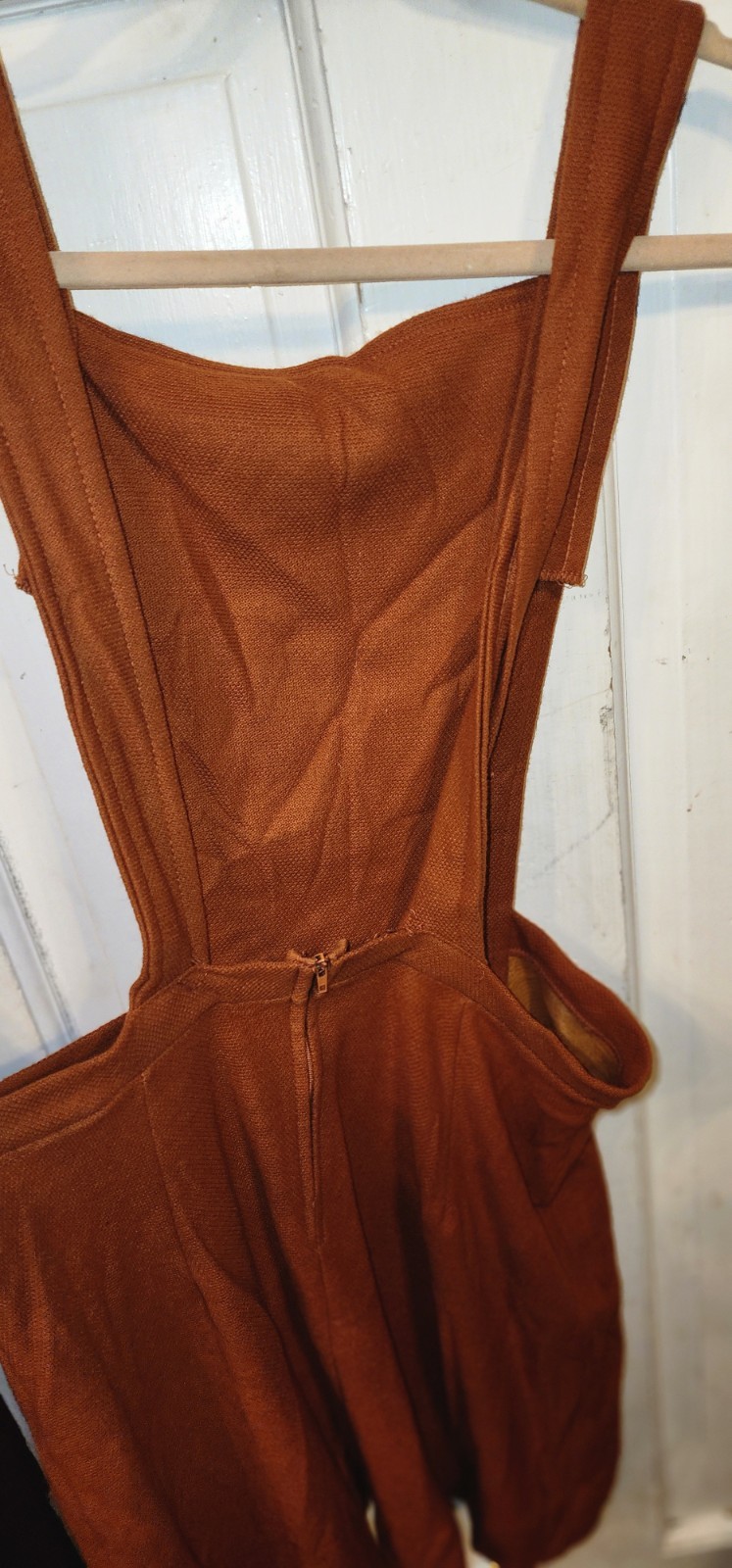 Mod Vintage 1960’s Burndt Orange Rust Pinafore Dress Carol Brent Jumper Size 12