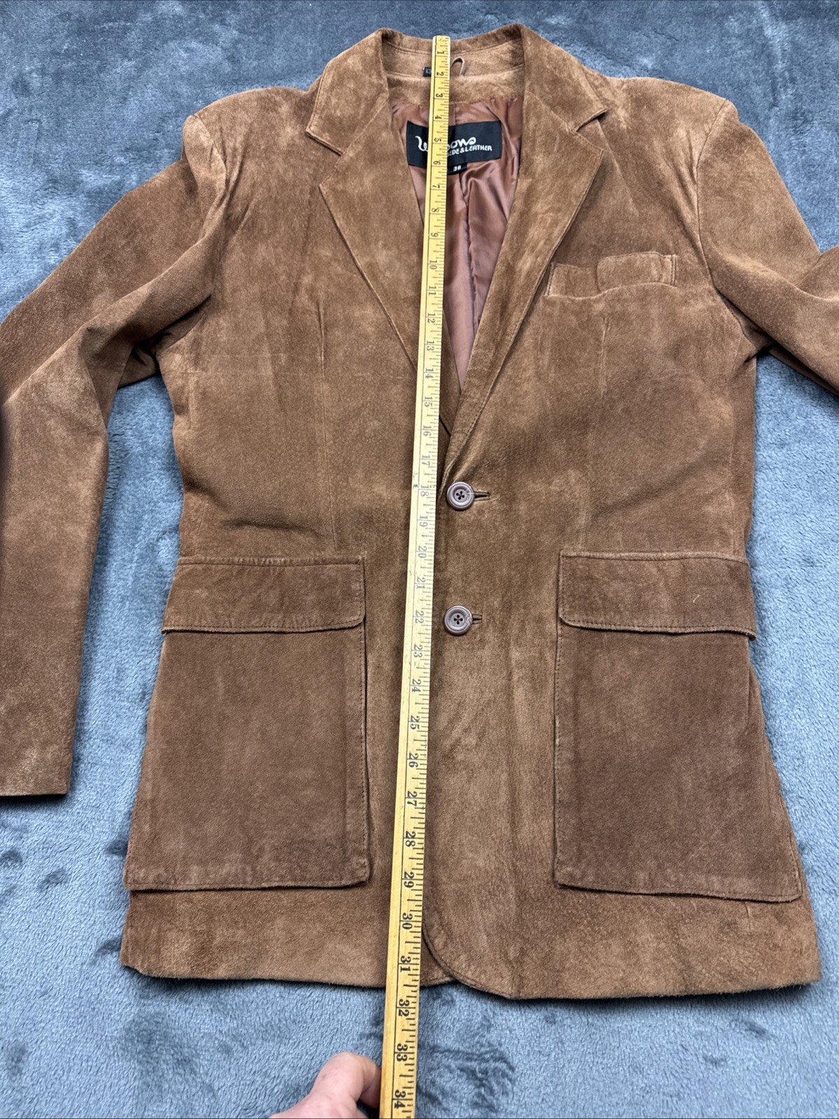 Vintage Wilsons Brown Suede Leather Jacket Button Men Size 38 Chest – Small