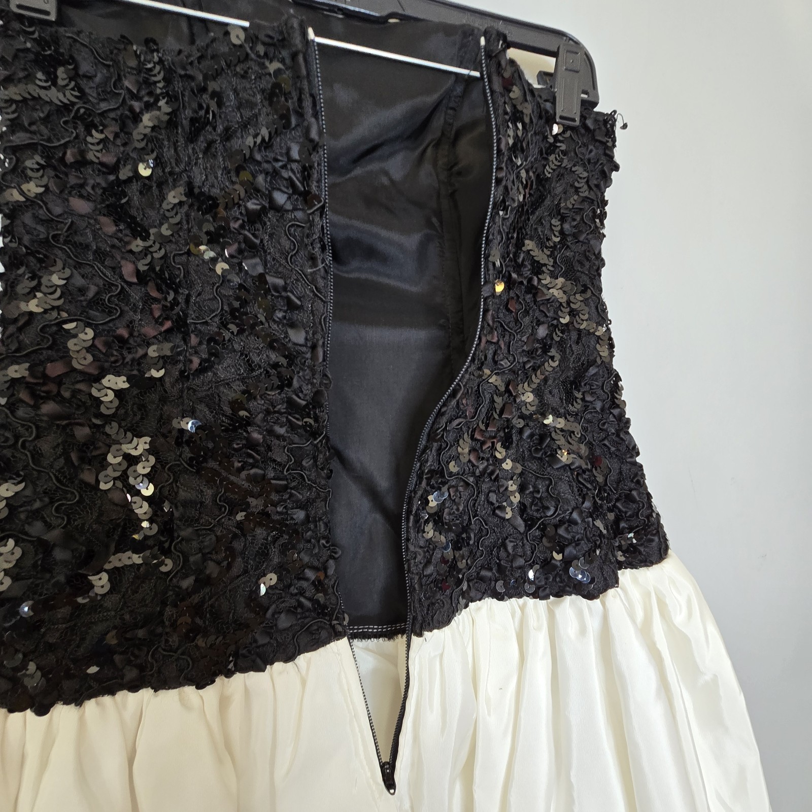 Vtg 80s 90s Strapless Scarlett Sequin Lace Bubble Skirt Prom Dress Big Bow Party