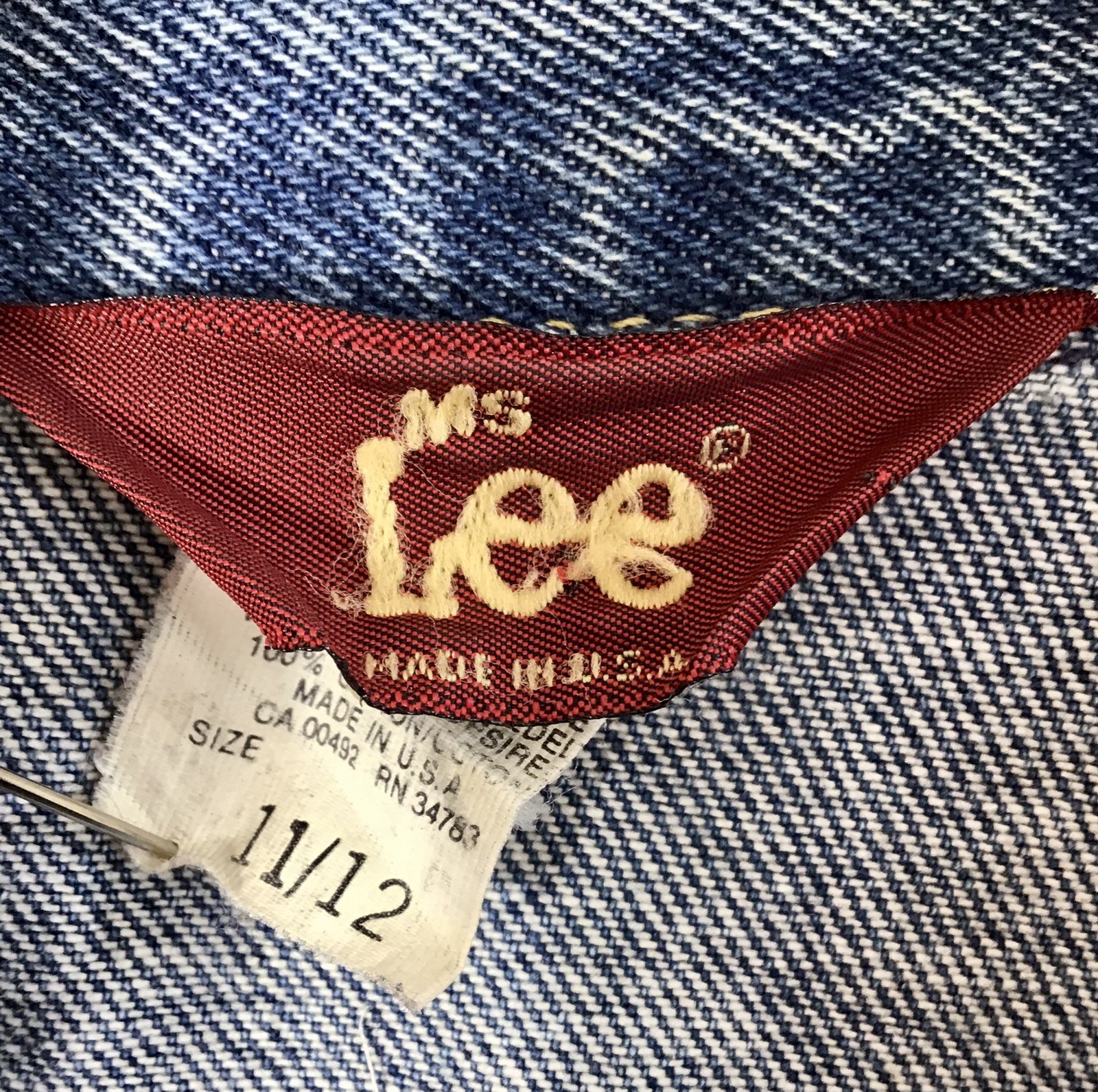 EUC Vintage 80s Ms Lee Oversized 11/12 100% Cotton Denim Jean Trucker Jacket A13