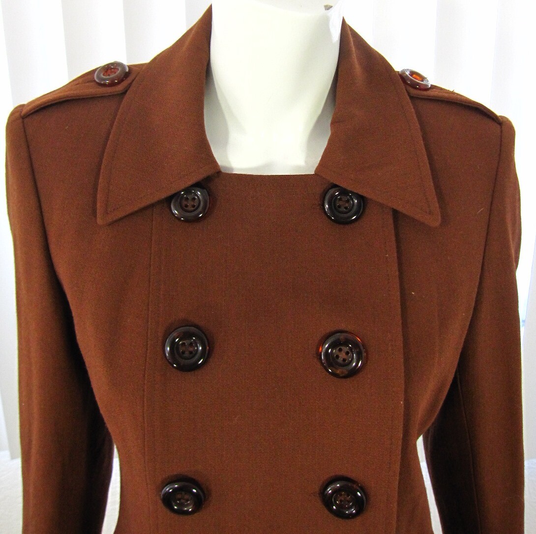 Collection Allumette A.C Paris Vintage Long Sleeve Blazer Sz T2 Solid Brown
