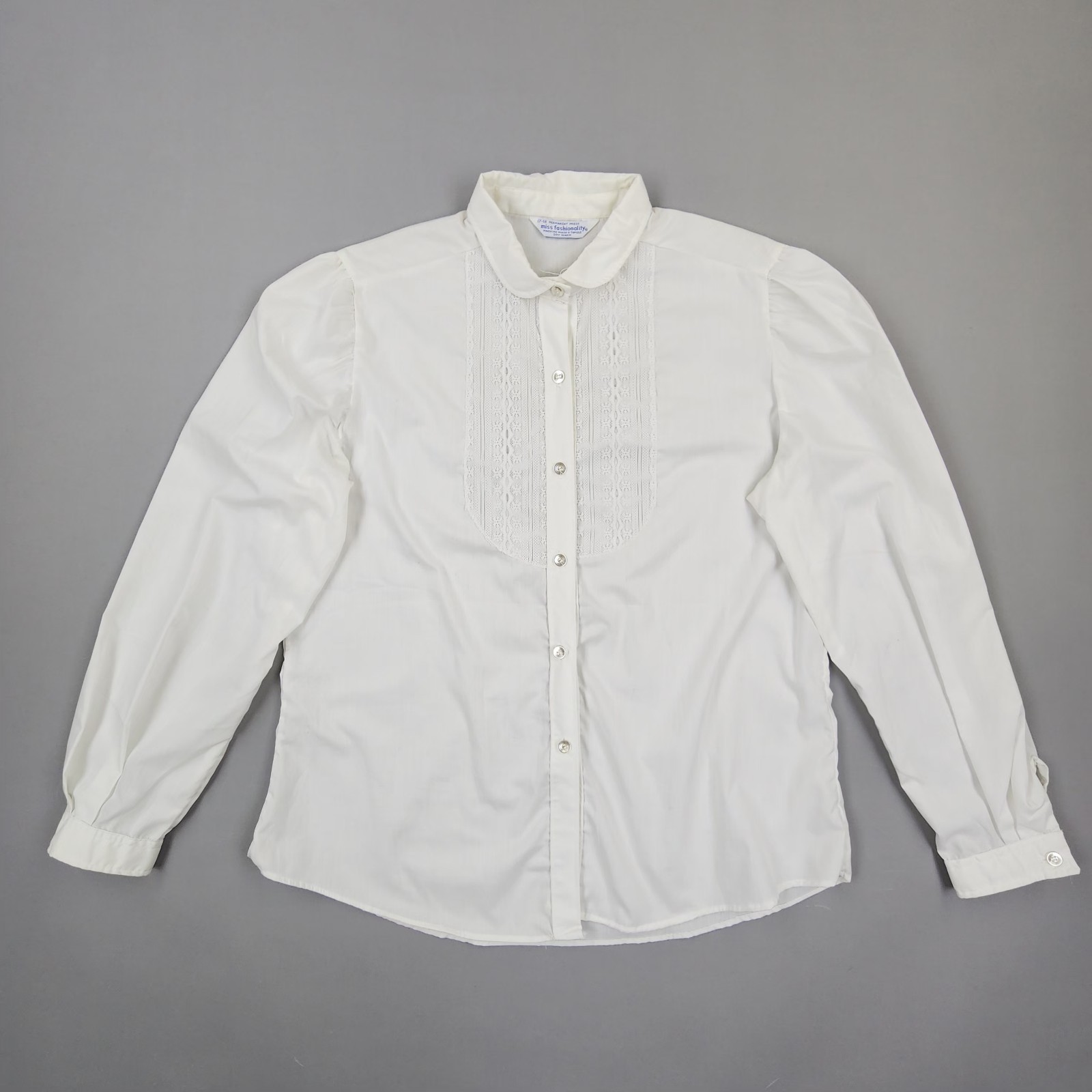 Vintage 60s 70s Miss Fashionality Top Lace Blouse Shirt Size 17/18 Cotton Blend
