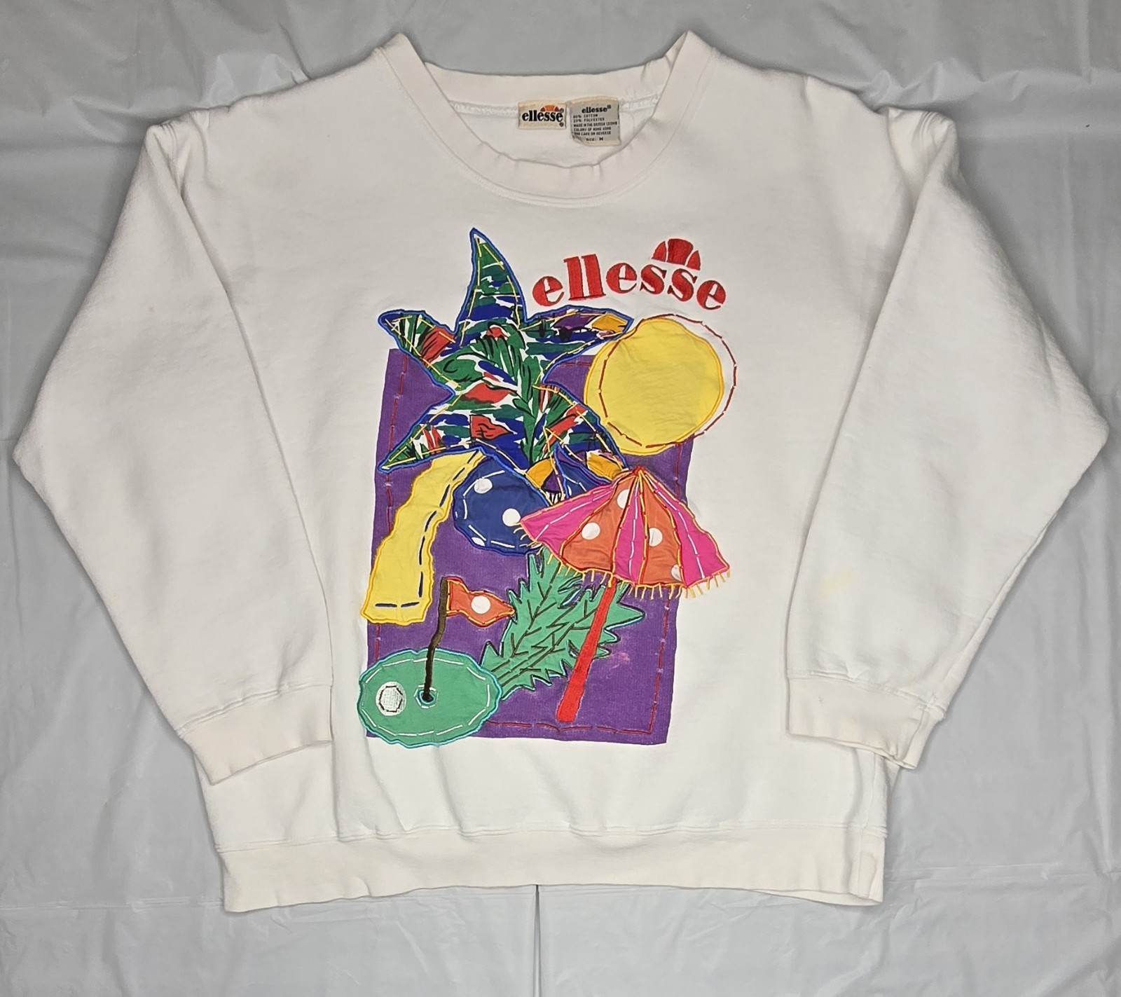 ELLESSE SWEATSHIRT Made In The British Colony Of Hong Kong Tag Size M Vintage