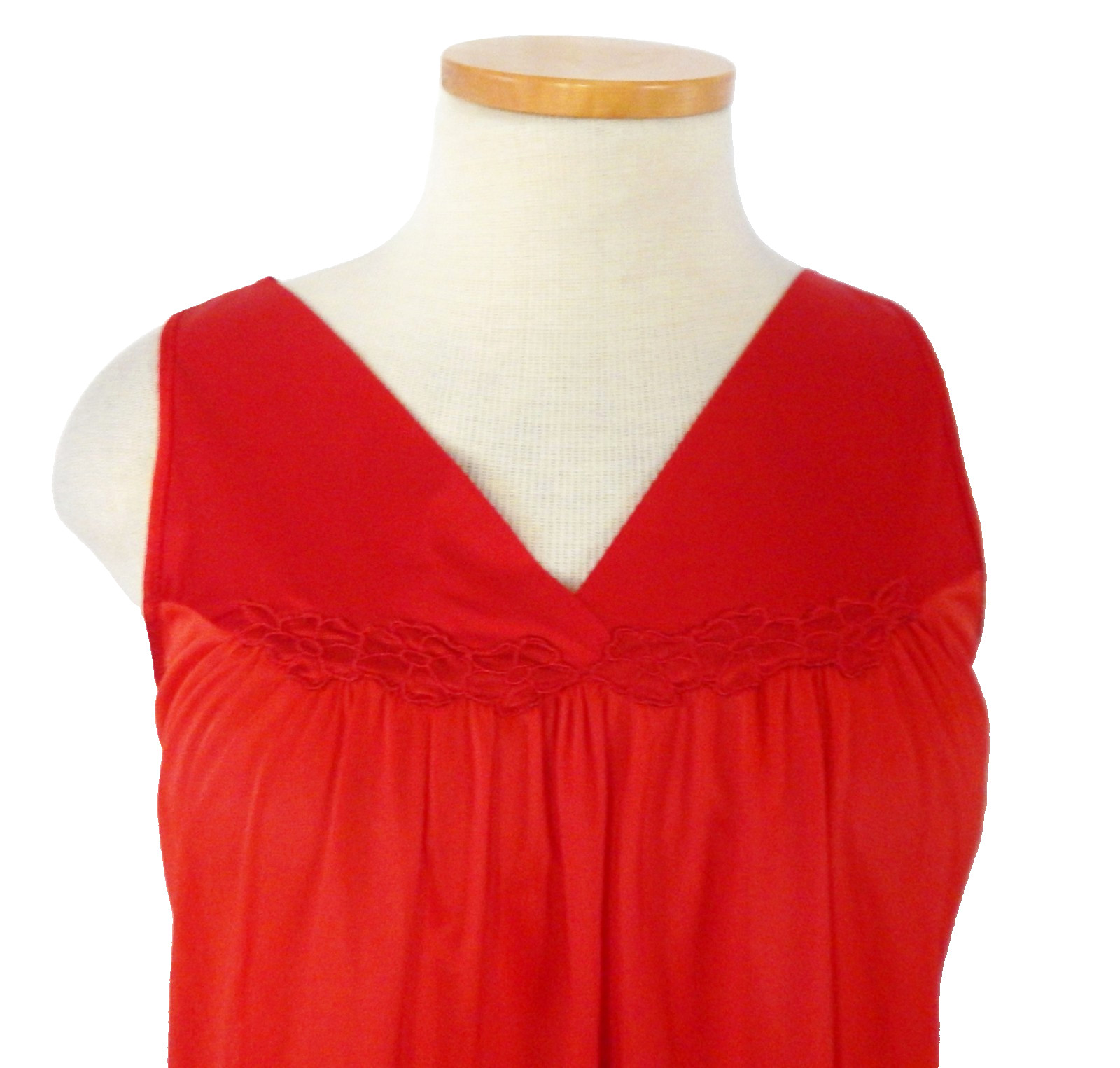 Vtg Vanity Fair Red Nylon Peignoir Set Slip Dress Size M & Robe Size XL USA