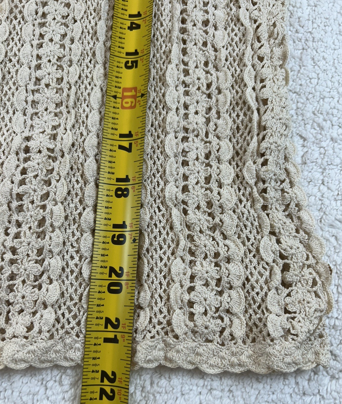 Vintage Shanghai Handmade Cotton Crocheted Cardigan Sweater Wmns LG Ecru *READ*