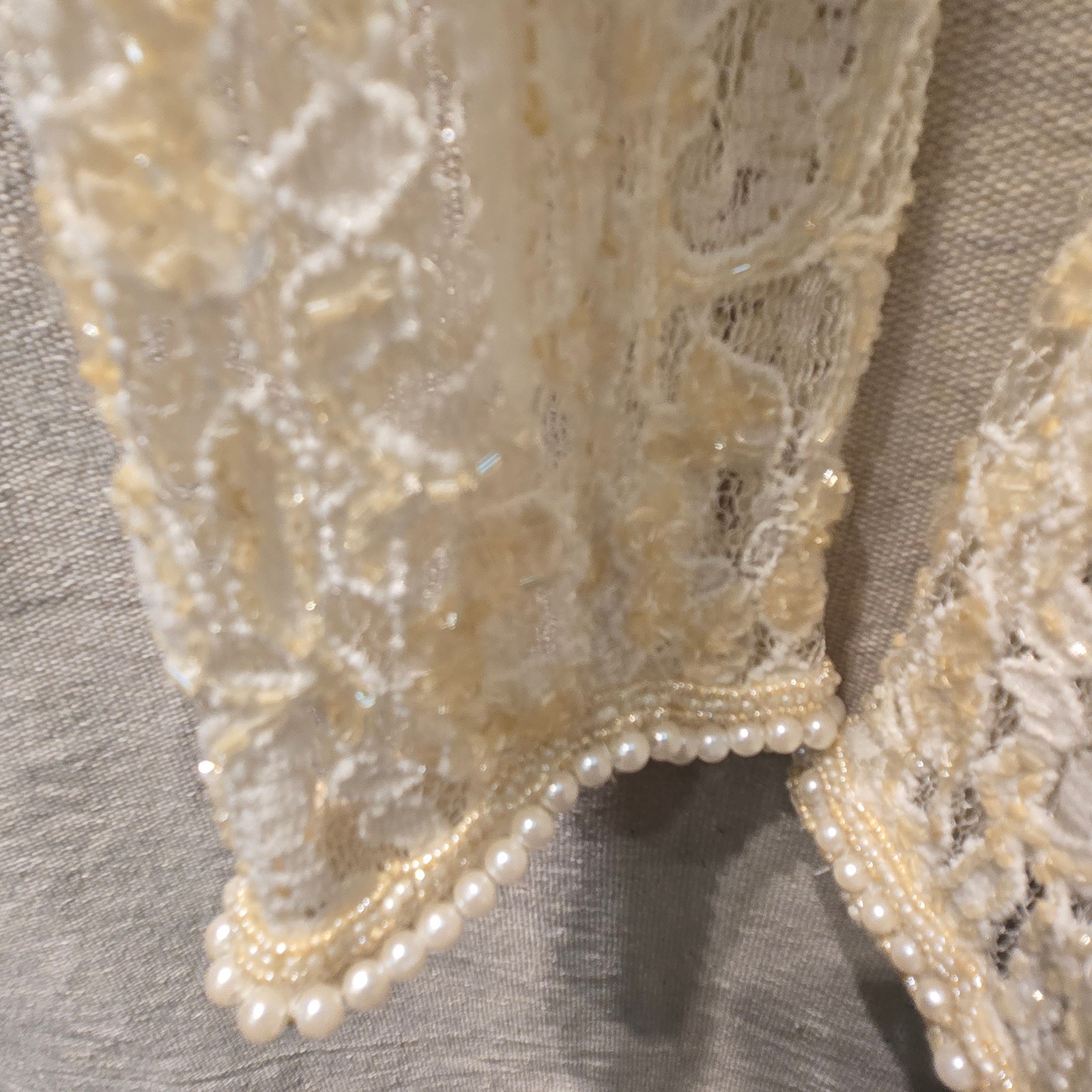 Brownstone Studio New York Lace Jacket Ivory Pearl Trim Sequin Size 14