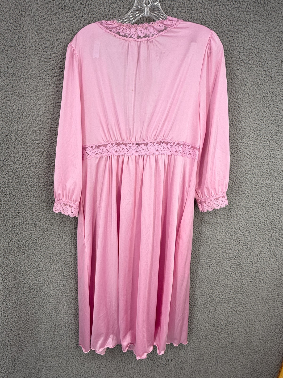 Vintage Shadowline Sz Medium Vintage Nylon Nightgown Lace Accent Stretch V-Neck