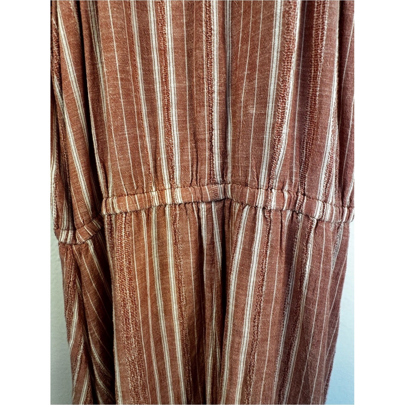 Old Navy Rust Striped Linen Blend Maxi Dress Medium Boho Cottagecore Summer
