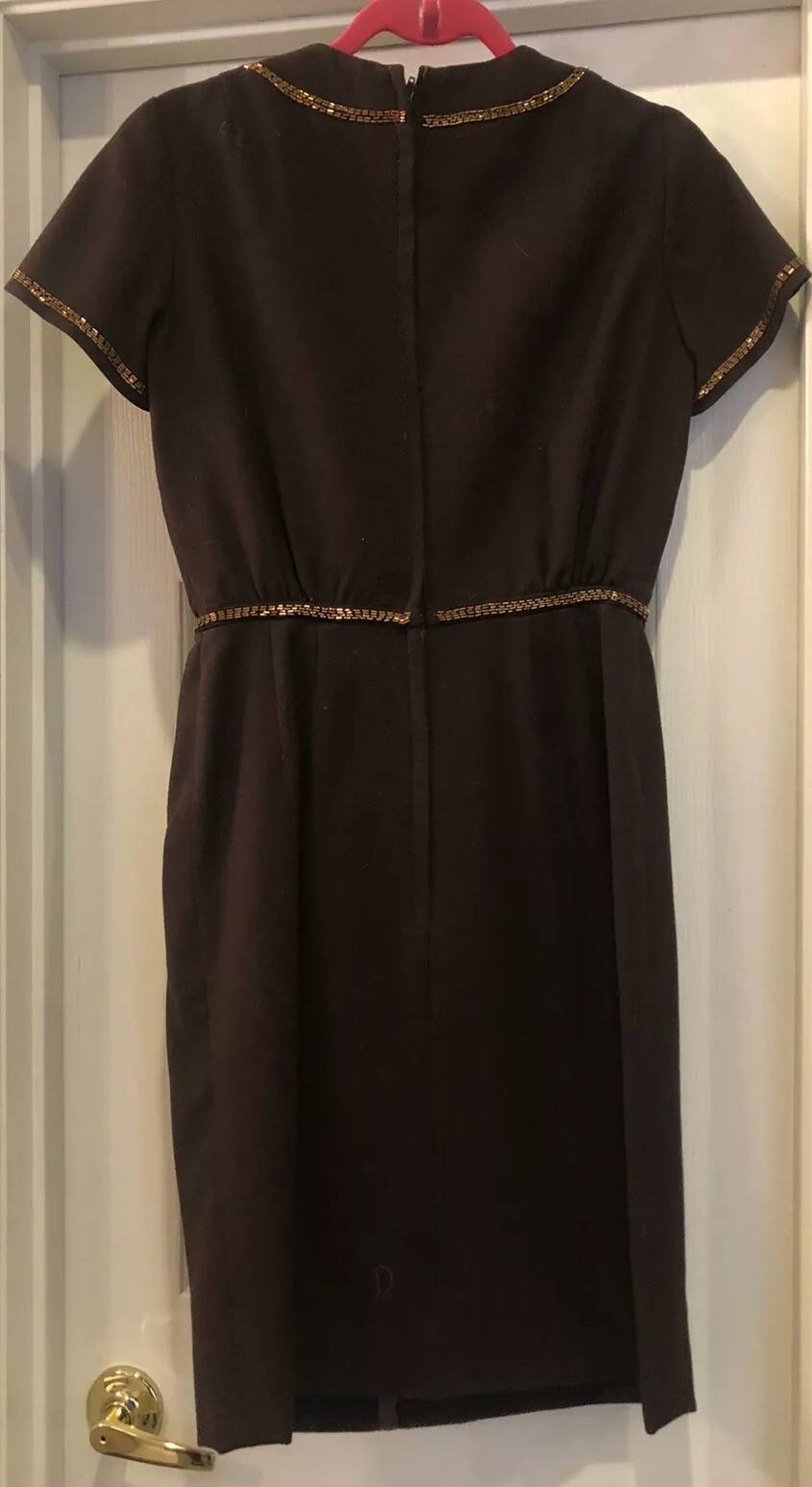 Charming 1940’s Vtg Brown & Copper Beaded Dress w/ Tassels