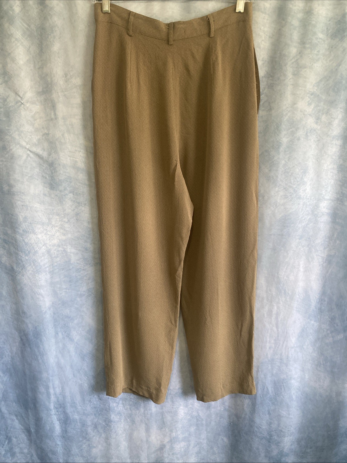 Vtg 90s Rena Rowan Saville Pleated Dress Pants Sz 10 Tan Rayon Acetate GUC
