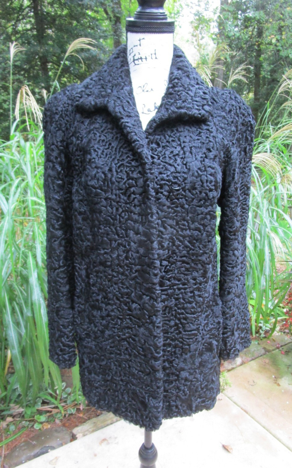 Persian curly Lamb KARAKUL size S-XS* black Vintage Coat