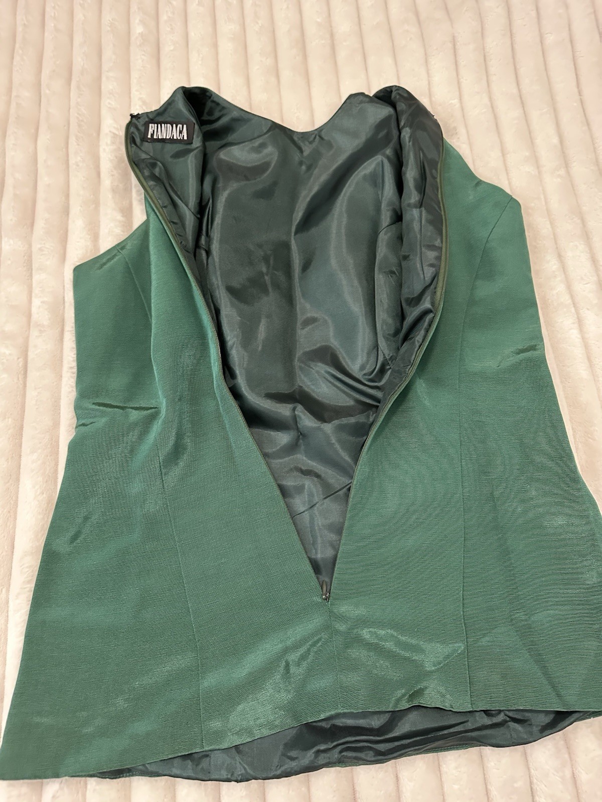 VTG Fiandaca Small 2 Piece Skirt Set Emerald Green 100% Wool Made In USA Rare