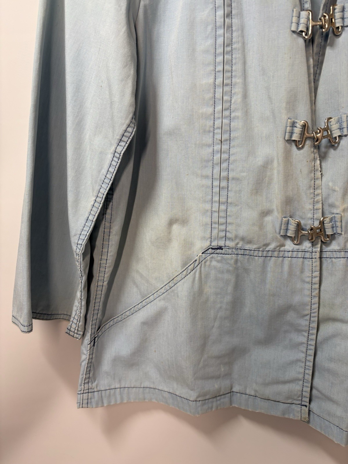1960s White Stag Jean Jacket Light Weight Denim Anchor Buckle Front Women’s M/L