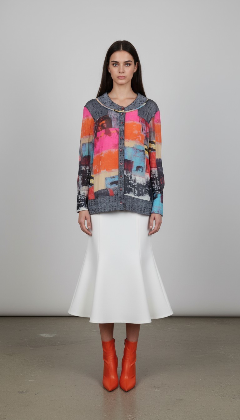 Vintage Adventures des Toiles Artwear Blouse Jacket Abstract Print Painted 38 M
