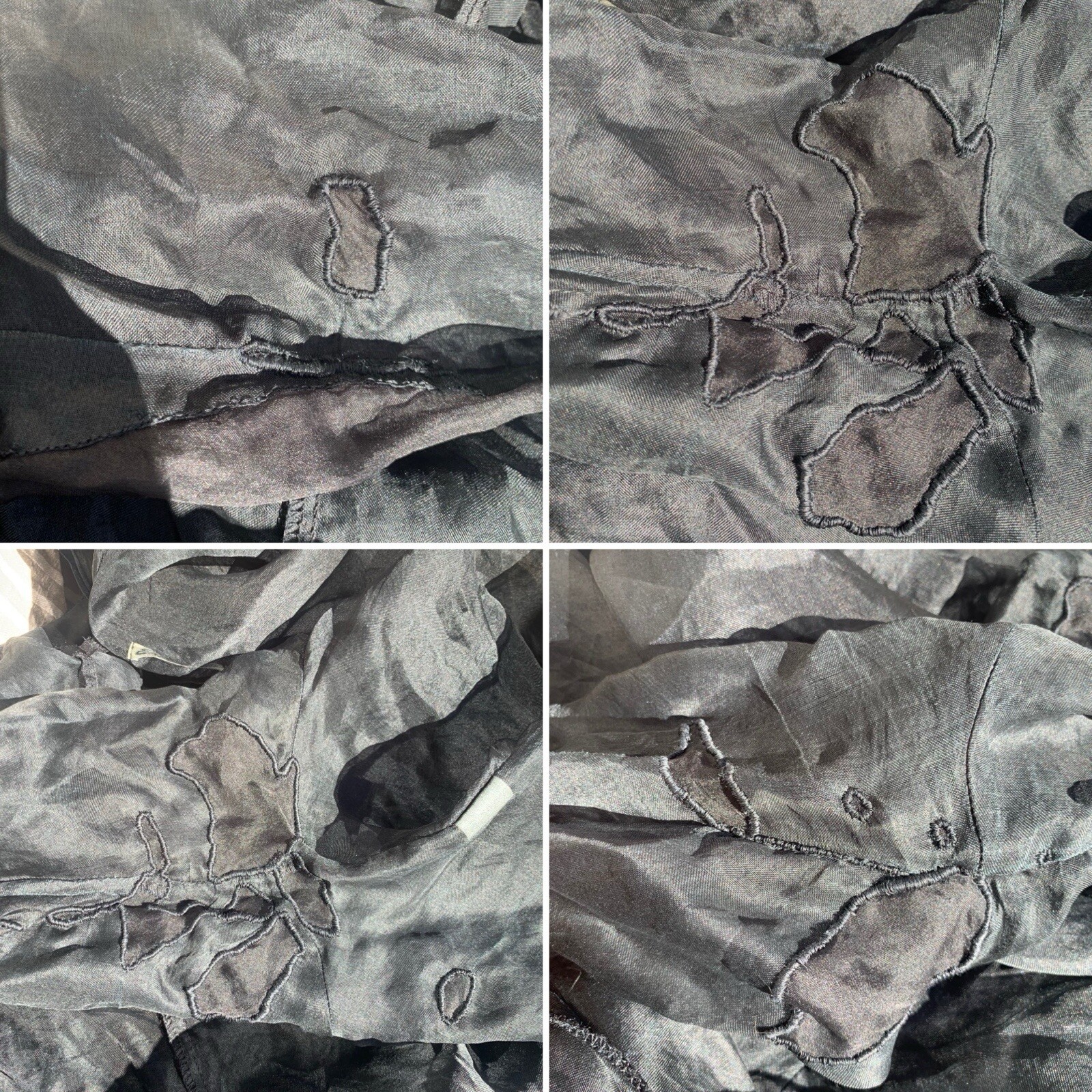 Repaired Vintage Designer Elan Vitale Avant Garde Sheer Black Rayon Duster Coat
