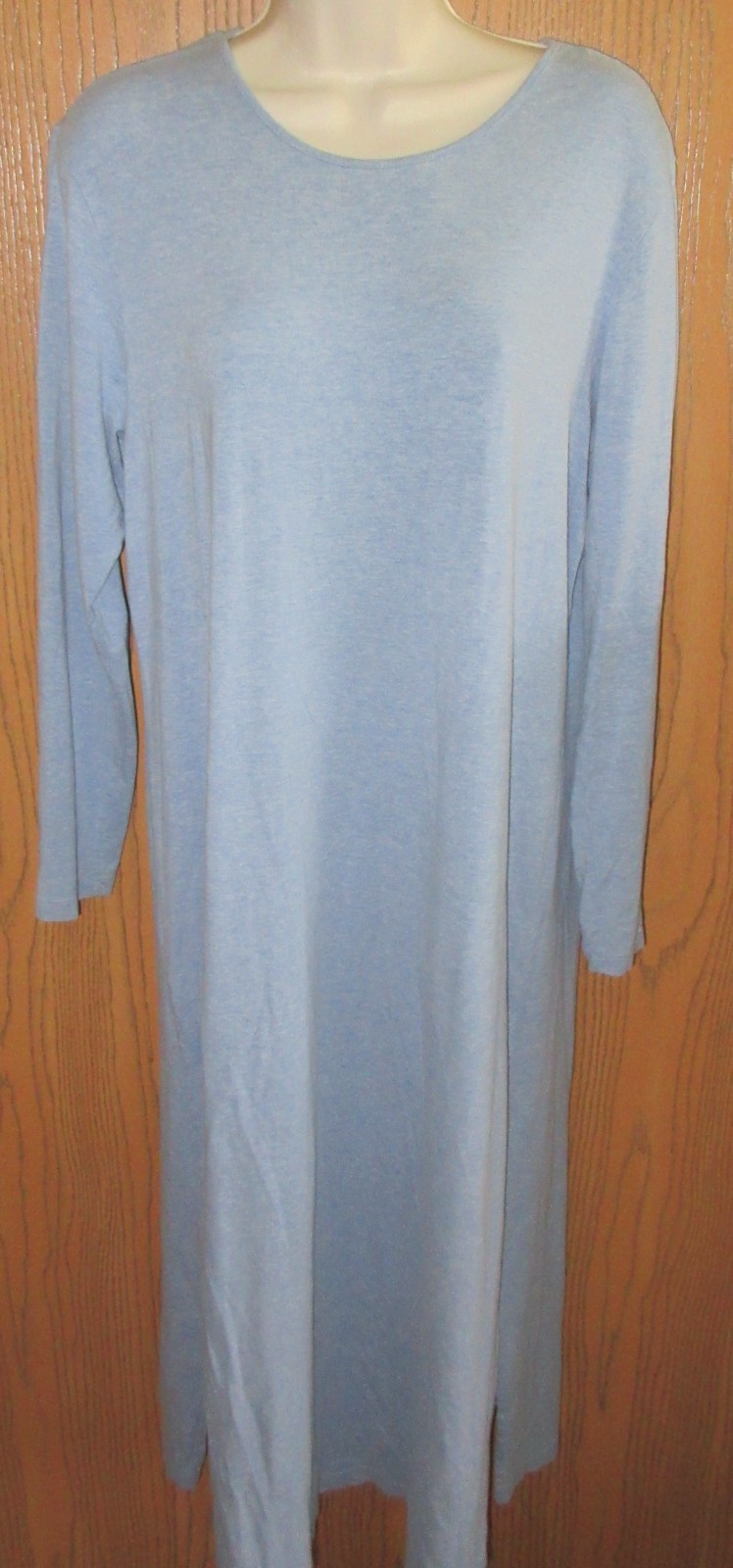LANDS&rsquo; END DENIM BLUE cotton rayon jersey style knit long night gown size 10/12