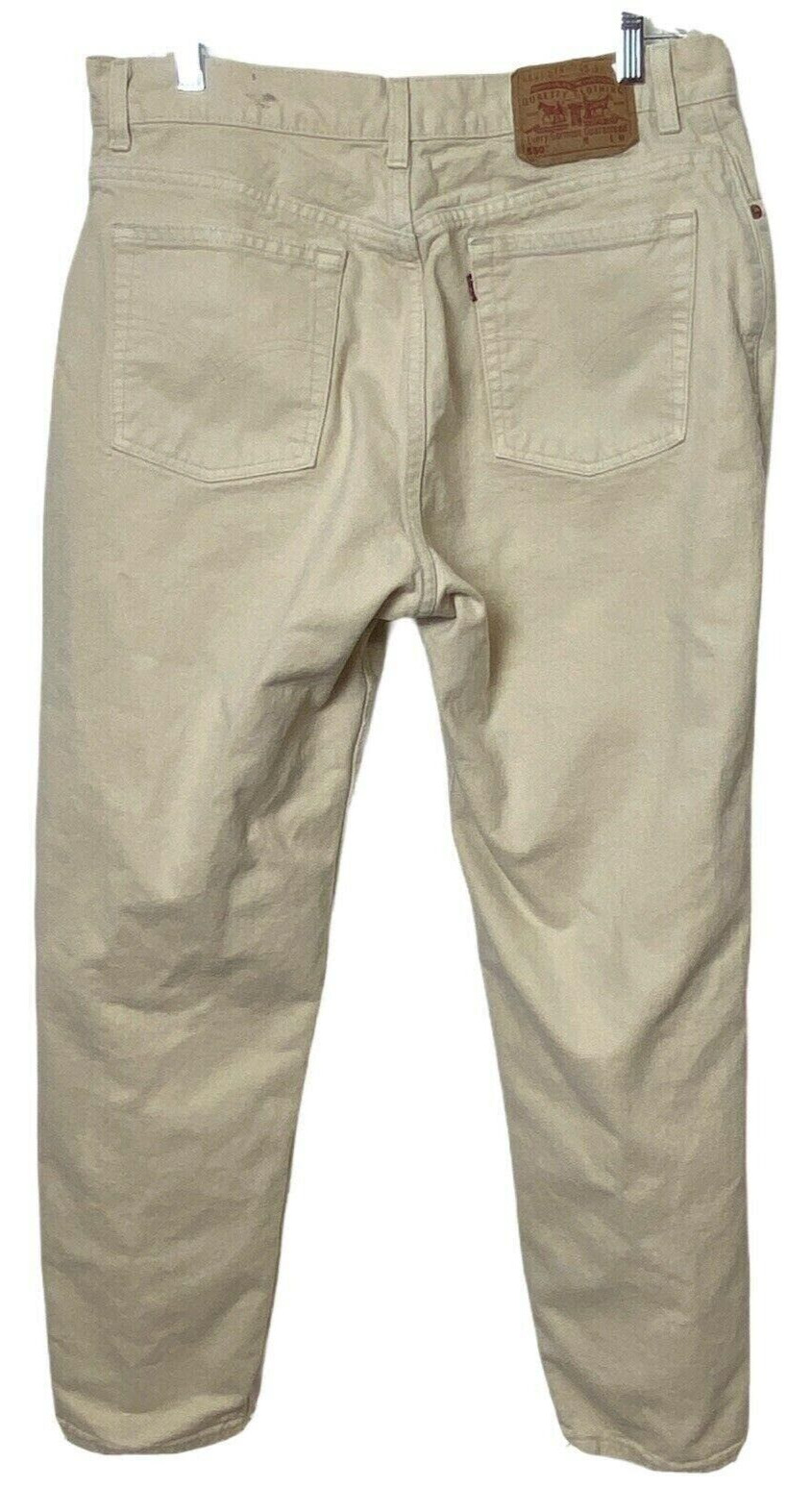 Vtg Levis 550 Jeans Womens 34 x 30 Cream Relaxed Fit Tapered High Rise USA Y2K