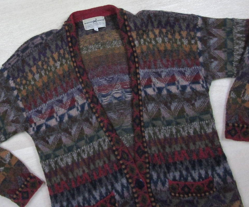 Vintage Peruvian Connection Alpaca Cardigan Sweater Women&rsquo;s (M) Fair Isle