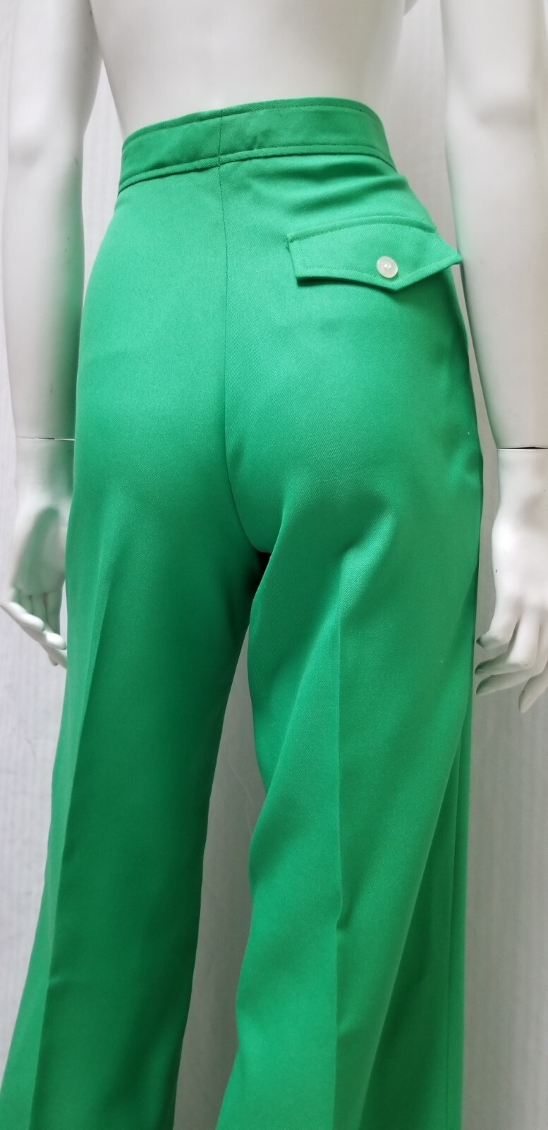 NOS Vintage 1970&rsquo;s Green Polyester Twill Pants – Waist 28 inches