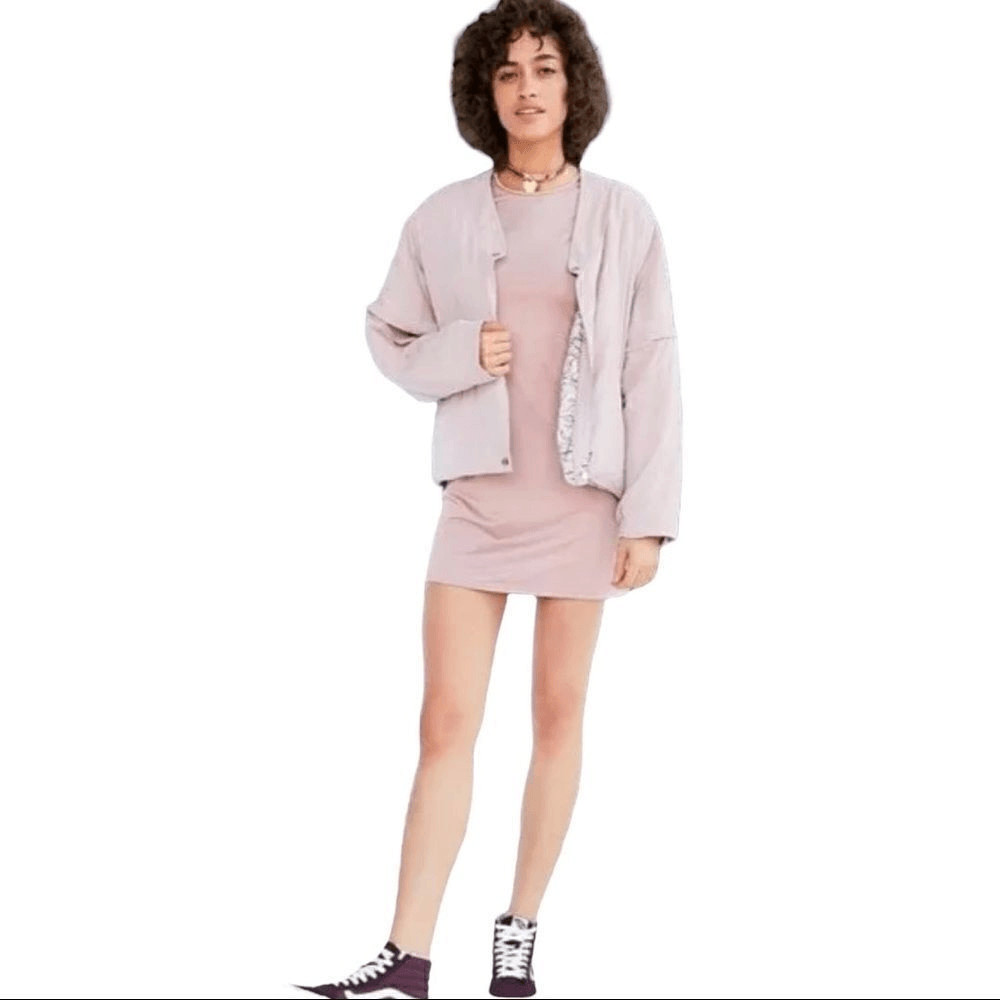 Anthropologie Kimchi Blue Pink Map or Solid Oversized Reversible Jacket