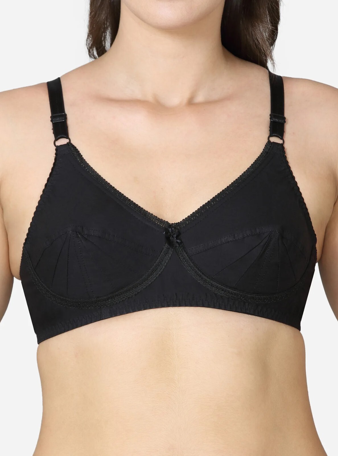 Saree Bra – BLACK Double Layered Plus Size Non Padded Wireless Cotton Sexy Bra
