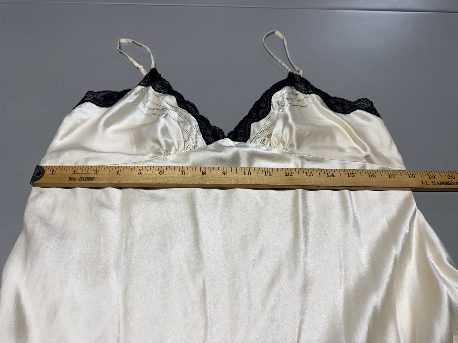 Y2K Valerie Stevens Sz L Ivory Lace Silk Maxi Nightgown Slip Dress Fairy Sexy