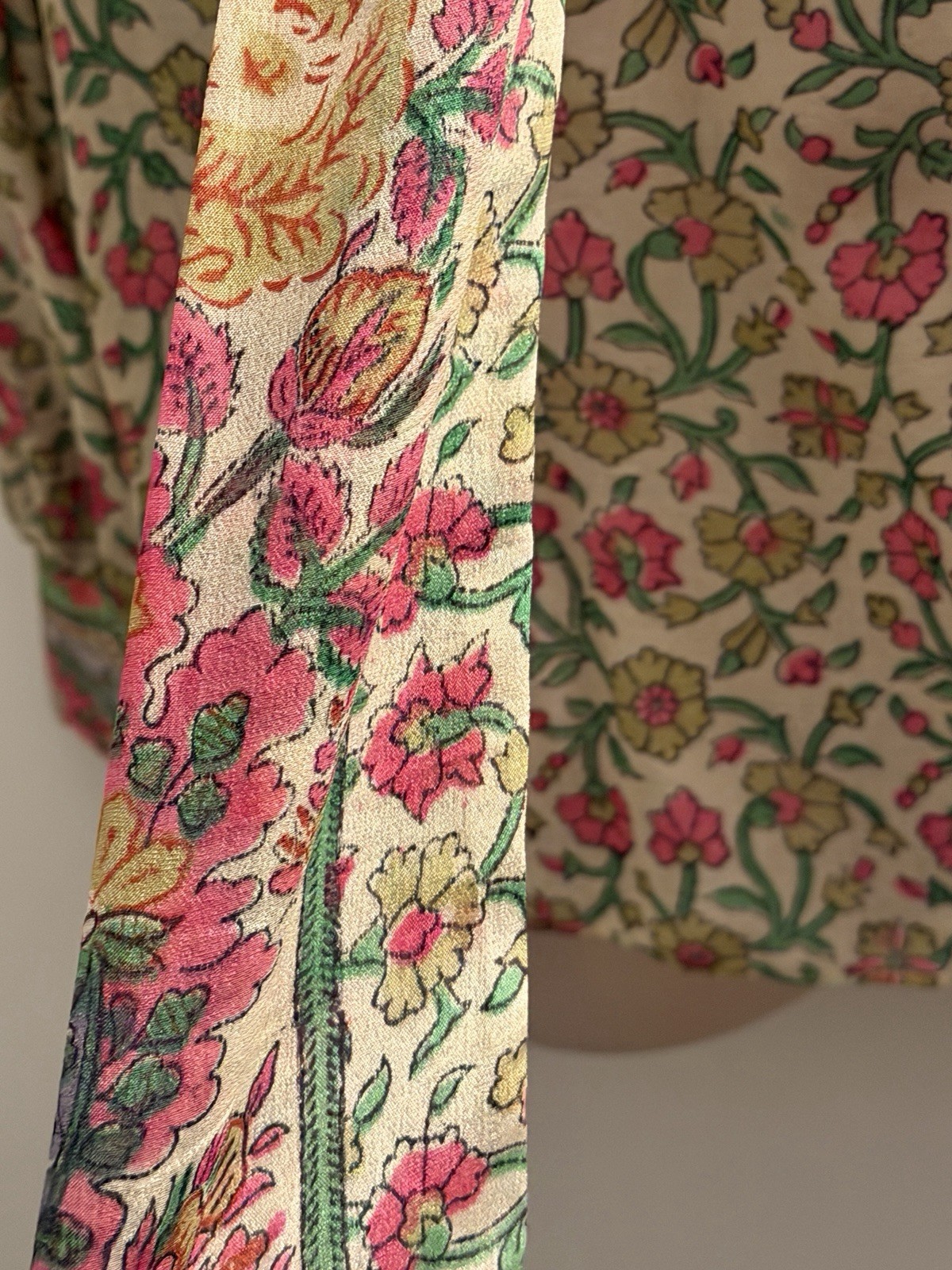 JUDITH ANN CREATIONS VINTAGE WOMENS SILK BATIK FLORAL BLOUSE TOP SMALL S BOHO