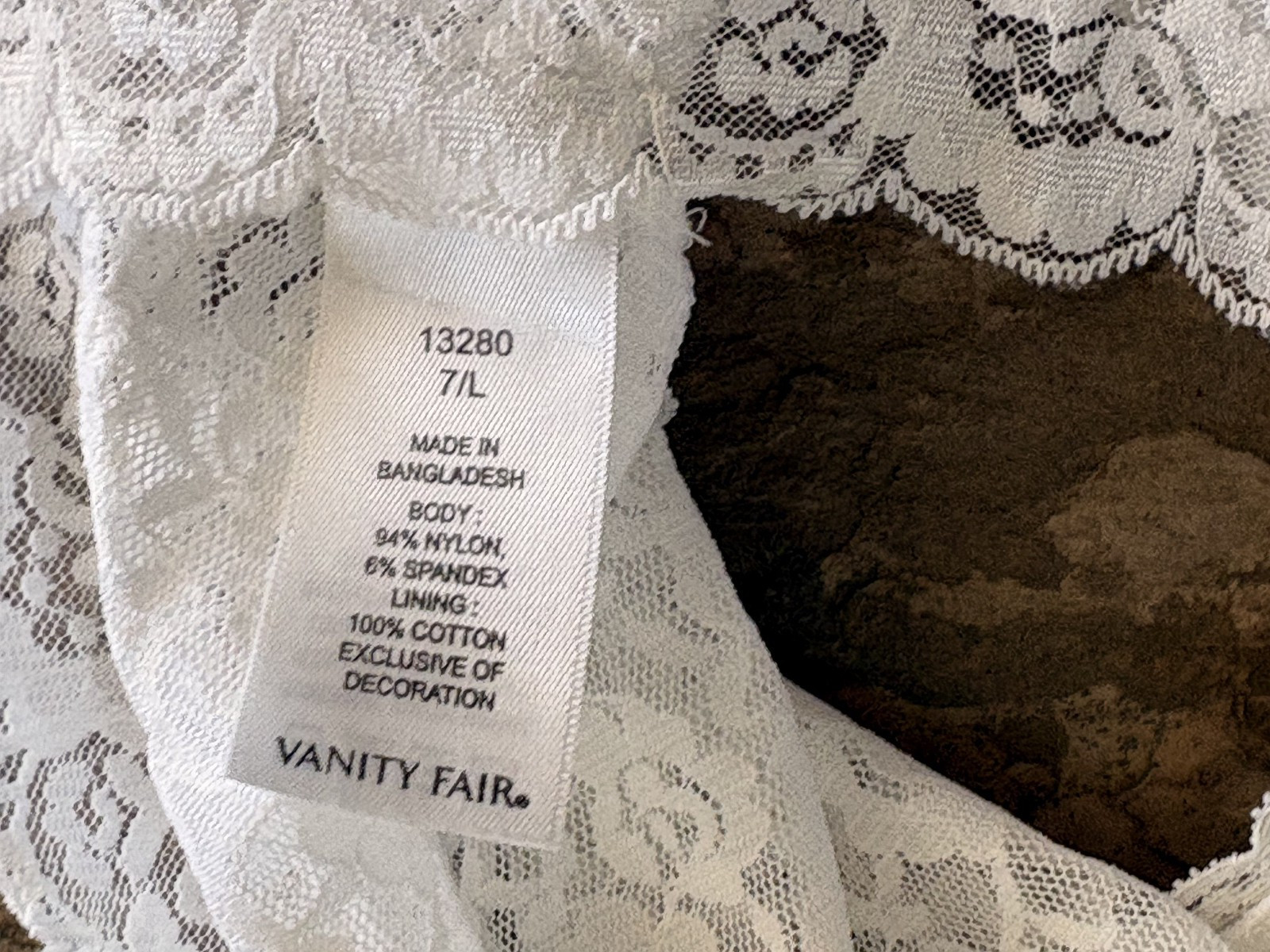 Vanity Fair Large White Sheer ALL Lace Nylon Hi Cut Panties #13280 Discontinued